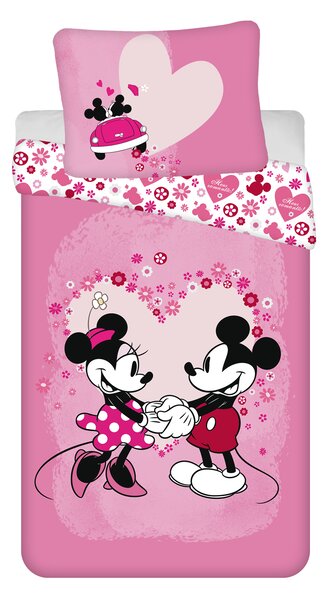 Jerry Fabrics Posteľná bielizeň z mikrovlákna 140x200 + 70x90 cm - Mickey a Minnie "Love micro"
