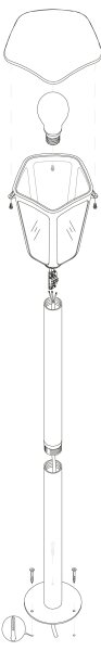 Eglo 98123 - Vonkajšia lampa MONREALE 1xE27/60W/230V IP44 výška 995 čierna