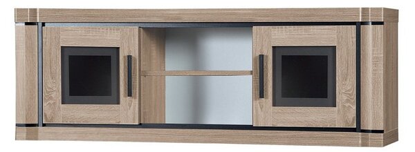 Presklený TV stolík ARIKA - 137 cm, dub sonoma