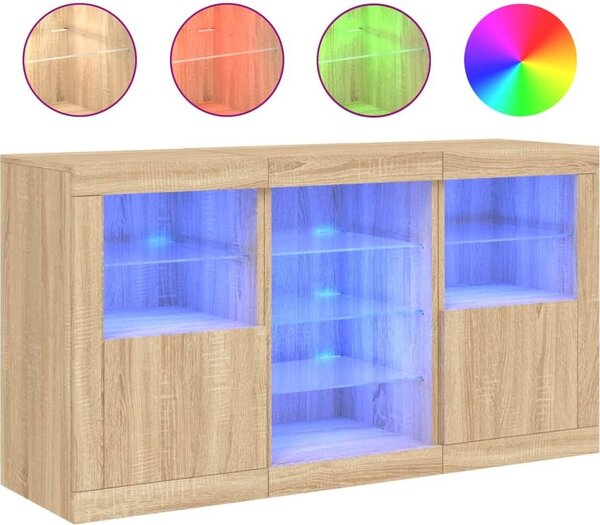 Komoda s LED svetlami dub sonoma 123x37x67 cm