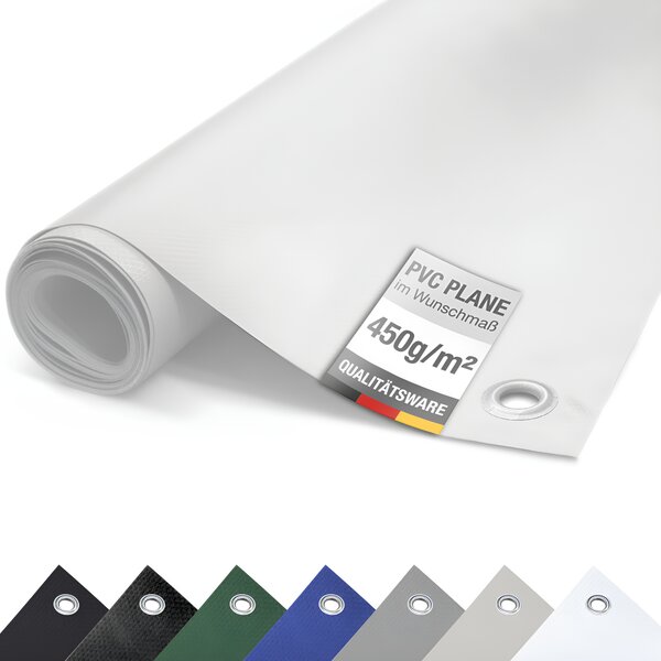 (450g/m²) Plachta na nákladné vozidlá/PVC plachta s okami, krycia plachta (biela RAL9010, 3 m x 6 m)