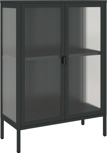 Komoda čierna 75x35x105 cm sklo a oceľ