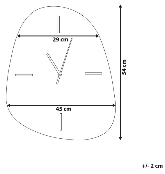 Nástenné hodiny 54 x 45 cm minimalistický dizajn zrkadlový povrch bytové doplnky obývačka spálňa
