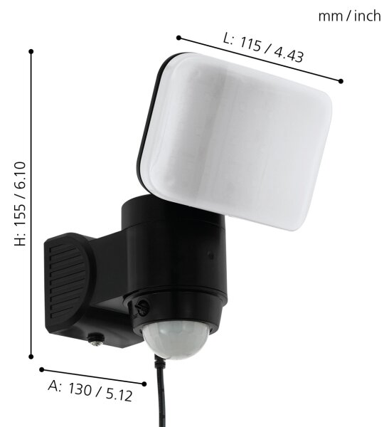 Eglo 98195 - LED Solárne nástenné svietidlo so senzorom CASABAS LED/3,7V IP44