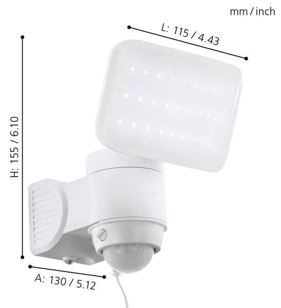 Eglo 98196 - Solárne nástenné LED svietidlo so senzorom CASABAS LED/3,7V IP44