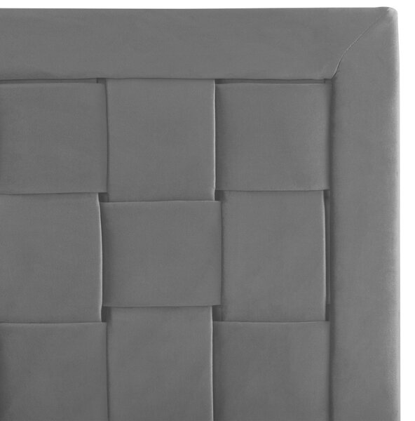 Rám postele 140 x 200 cm čierne zamatové čalúnenie s čelom zlaté nohy spálňa moderný glamour štýl