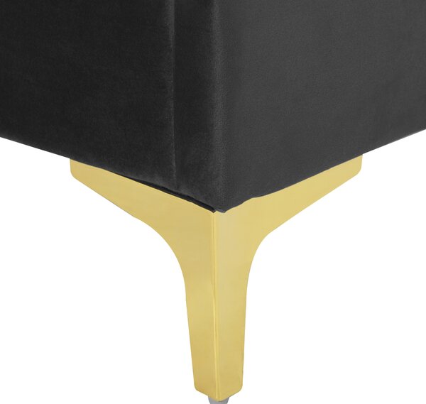 Rám postele 140 x 200 cm čierne zamatové čalúnenie s čelom zlaté nohy spálňa moderný glamour štýl