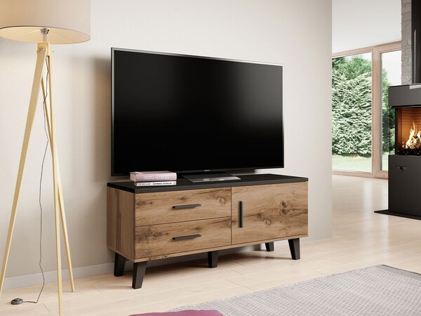 TV stolík 120 cm OLINA - dub wotan / čierny