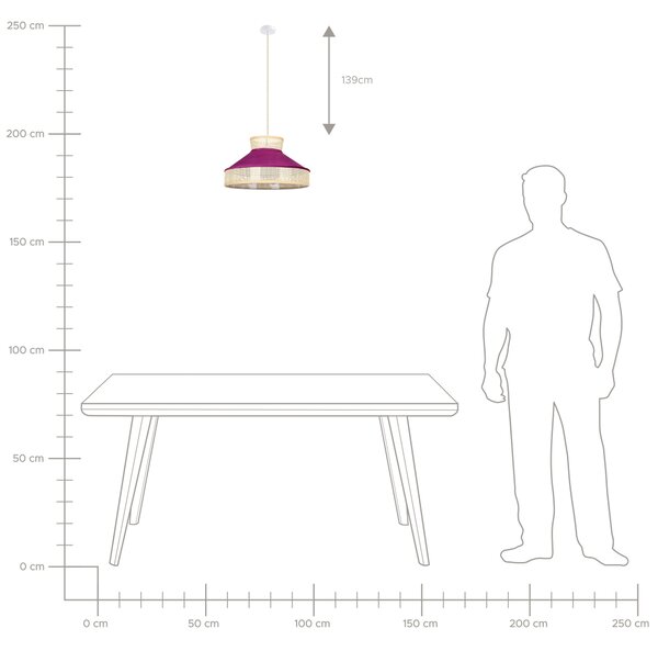 Závesná lampa ružový zamat prírodné ratanové tienidlo boho dizajn závesné svietidlo