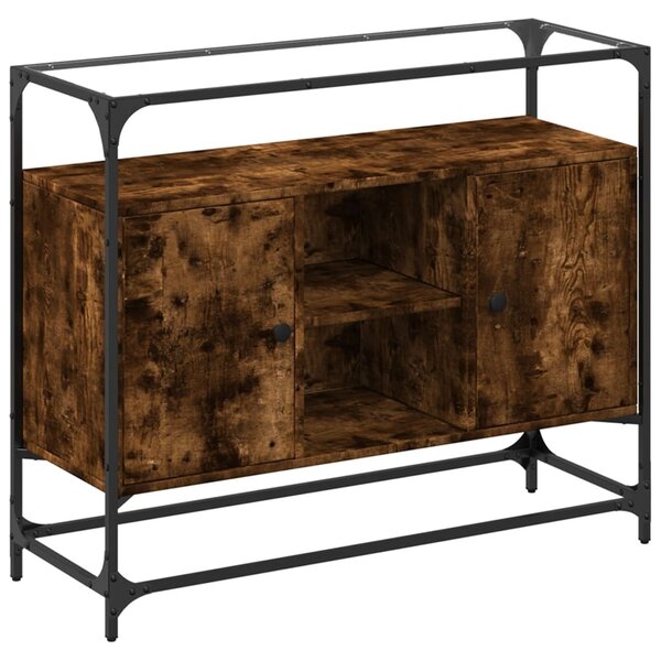 Komoda sklenená doska dymový dub 98x35x81 cm kompozitné drevo