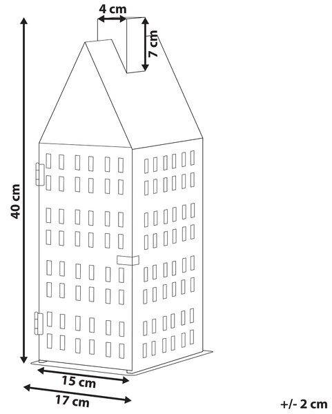 Lampáš biely kovový 40 cm svietnik v tvare domčeka klasický minimalistický dizajn dekoratívny doplnok