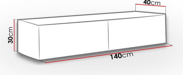 Televízny stolík 140 cm ASHTON - čierny / lesklý čierny