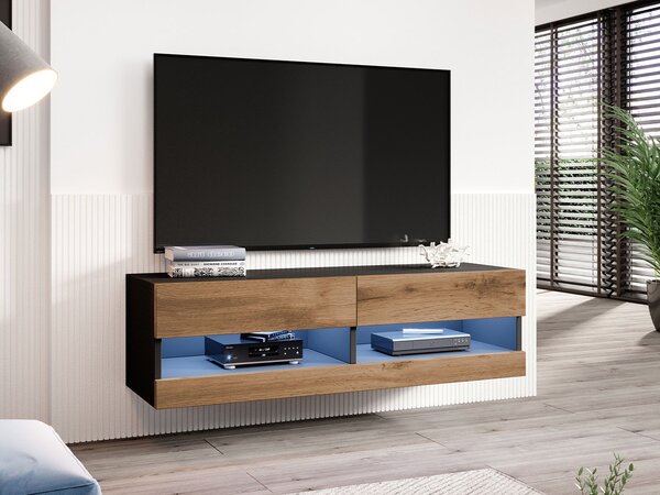 TV stolík 140 cm ASHTON 1 - čierny / dub wotan