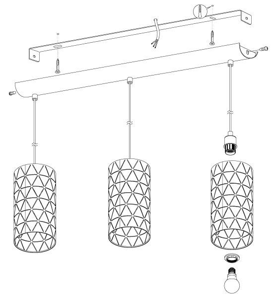 Eglo 98353 - Luster na lanku RAMON 3xE27/40W/230V