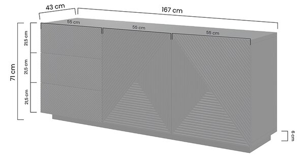 Dvojdverová komoda Asha 167 cm so zásuvkami - artisan / čierny mat