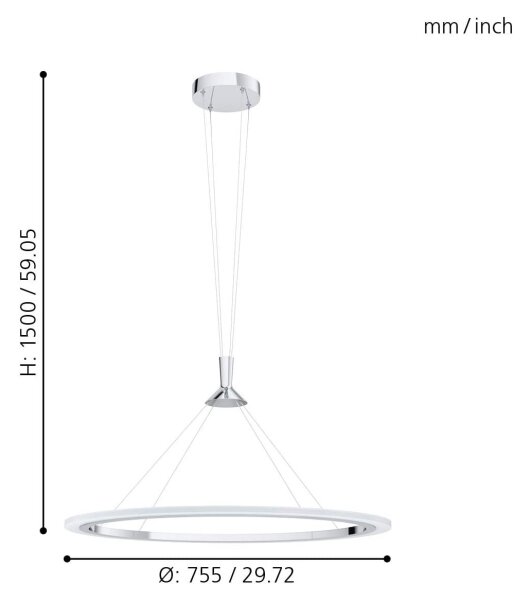 Eglo 98427 - LED RGB stmievateľný luster na lankách HORNITOS-C LED/37W/230V + DO