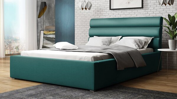 Manželská čalúnená posteľ s roštom 140x200 BORZOW - modrá