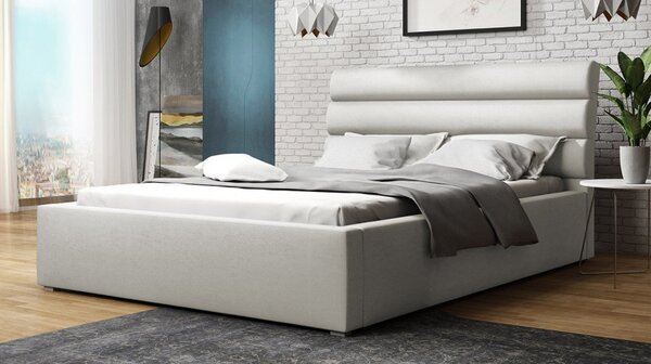 Manželská čalúnená posteľ s roštom 140x200 BORZOW - krémová