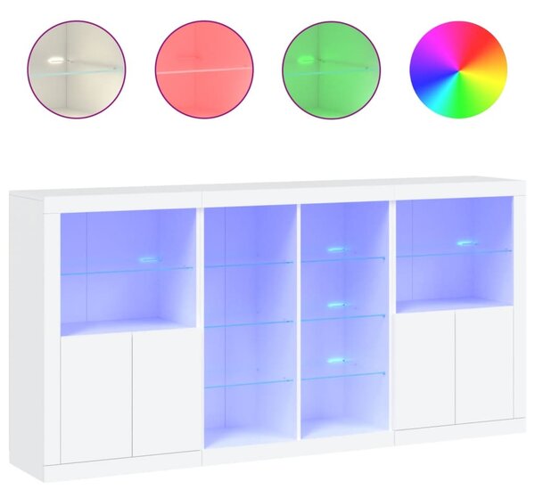 Komoda s LED svetlami biela 202x37x100 cm