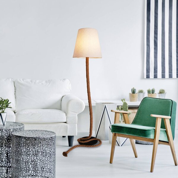 Textilná stojaca lampa Rope s prírodným lanom