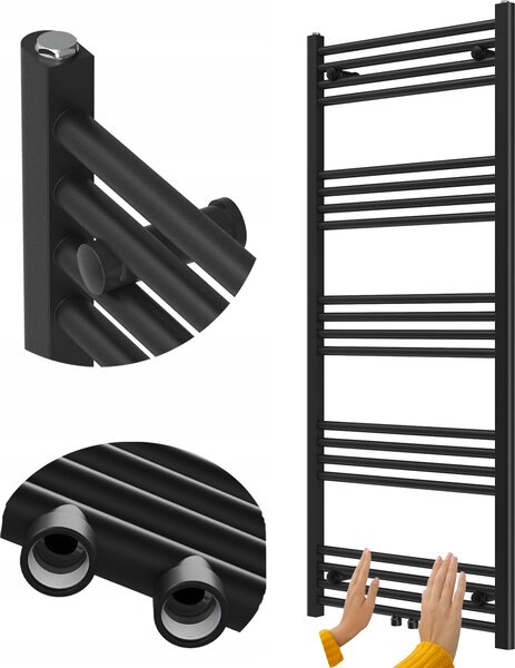 Granitan | Kúpeľňový radiátor Raven - 140x60 cm - čierny - moderný dizajn - funkčnosť a elegancia
