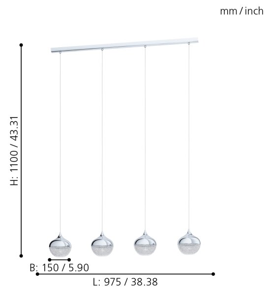 Eglo 98628 - Luster na lanku MIOGLIA 4xE14/25W/230V