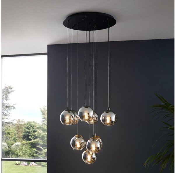Eglo 98654 - Luster na lanku ARISCANI 10xE27/40W/230V čierna/lesklý chróm