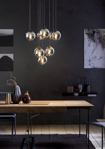 Eglo 98654 - Luster na lanku ARISCANI 10xE27/40W/230V čierna/lesklý chróm