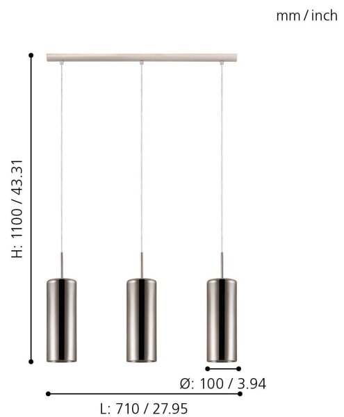 Eglo 98697 - Luster na lanku SELVINO 3xE27/15W/230V