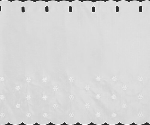 Dekorstudio Vianočná záclona s motívom snehových vločiek 150x70cm - biela so striebornými