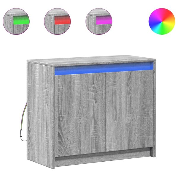 Komoda s LED sivý dub sonoma 72x34x61 cm kompozitné drevo