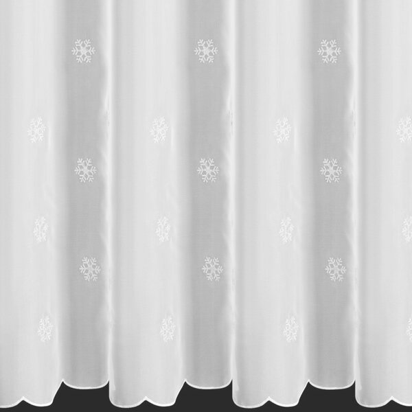 Dekorstudio Vianočná záclona s motívom snehových vločiek 350x145cm - biela so striebornými
