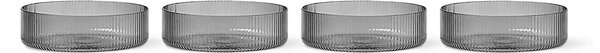 Sklenená servírovacia miska Ripple Smoked Grey – set 4 ks