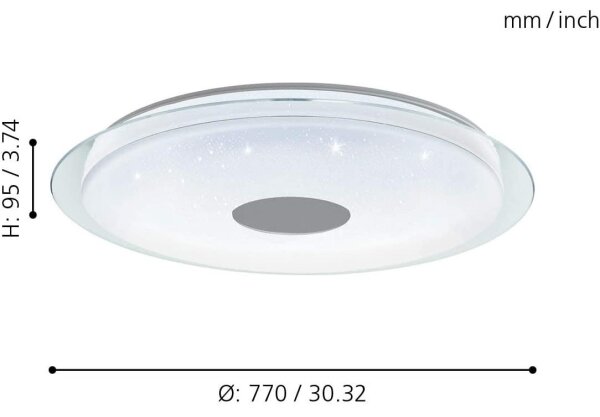 Eglo 32344 - LED RGBW Stmievateľné stropné svietidlo LANCIANO-C LED/53W/230V + DO