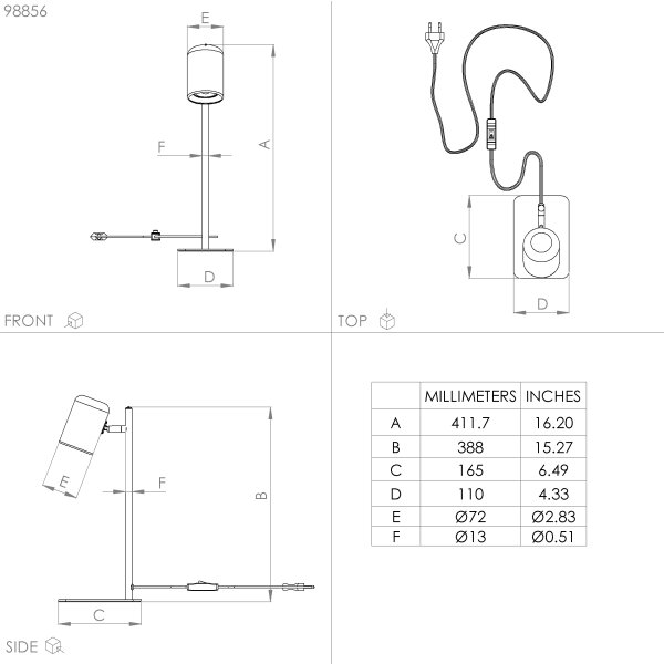 Eglo 98856 - LED Stolná lampa CEPPINO 1xGU10/4,5W/230V biela
