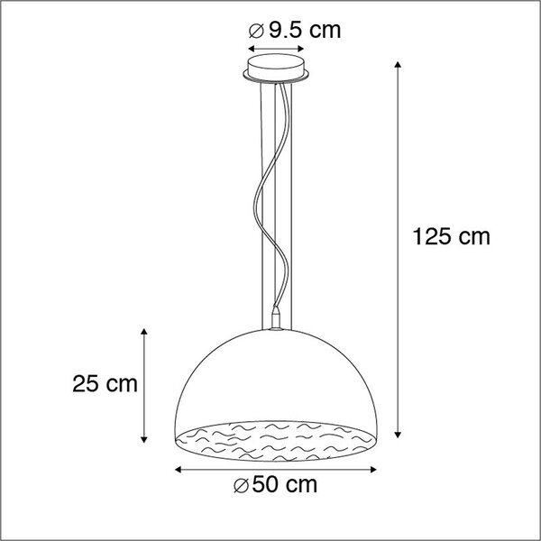 Priemyselné závesné svietidlo čierne so zlatom 50 cm - Magna