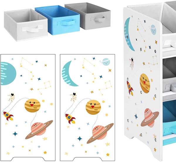 SONGMICS Regál na hračky 9 boxov vesmírne motívy 62 x 60 x 29 cm