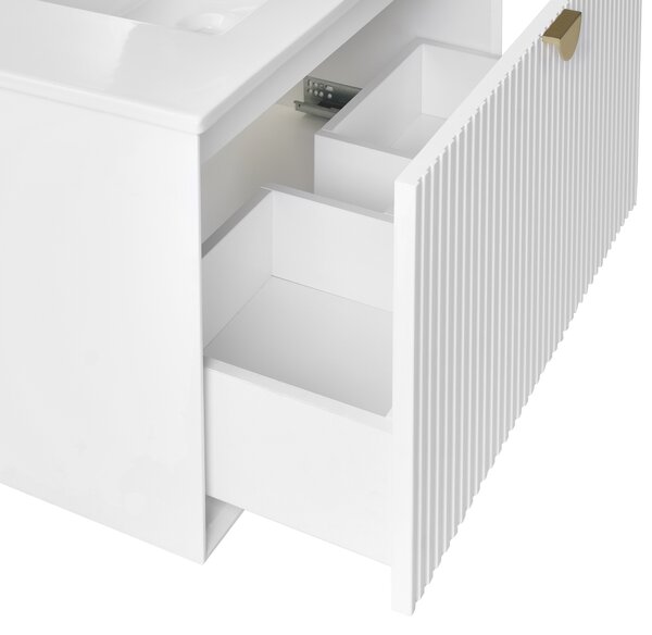 Závesná kúpeľňová skrinka s umývadlom biela MDF 80 x 43 cm s 2 zásuvkami úložný priestor moderný štýl kúpeľňa