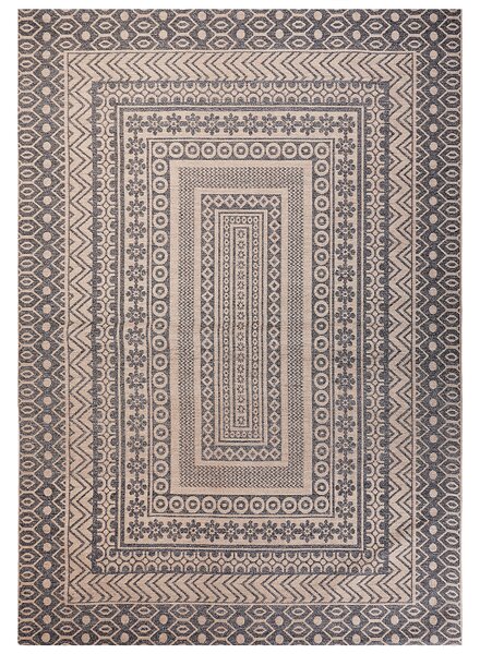 Koberec béžový a sivý juta vlna 160 x 230 cm moderný geometrický vzor mäkký povrch bytový doplnok