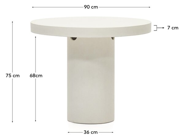 Betónový okrúhly záhradný jedálenský stôl ø 90 cm Aiguablava – Kave Home