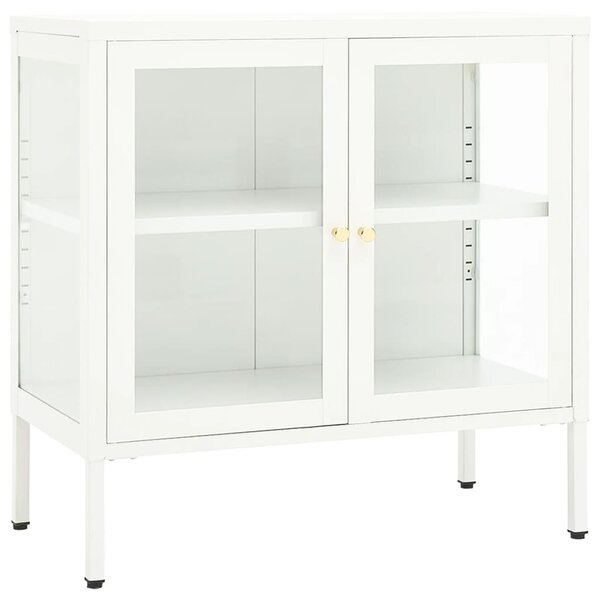 Komoda biela 70x35x70 cm oceľ a sklo