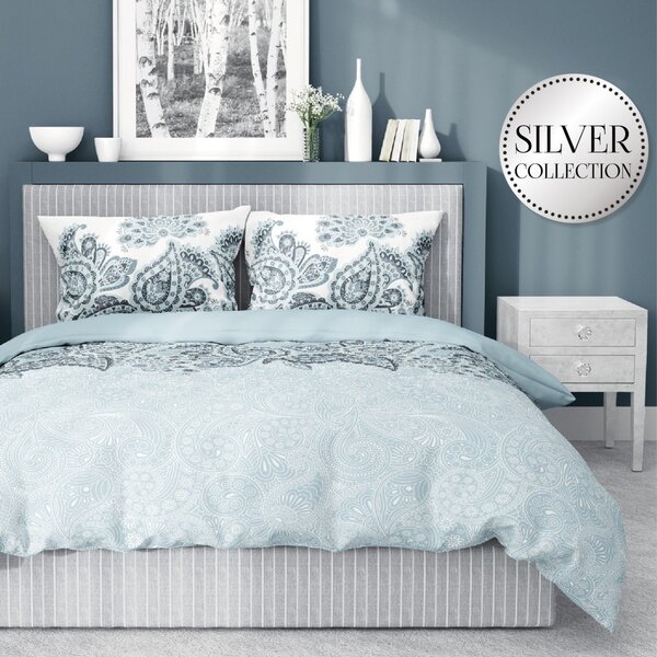 Posteľná bielizeň z bavlneného saténu s nádherným vzorom Modrá