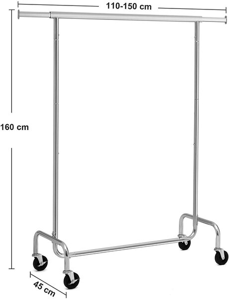 SONGMICS Stojan na šaty pojazdný chrómový 130 Kg