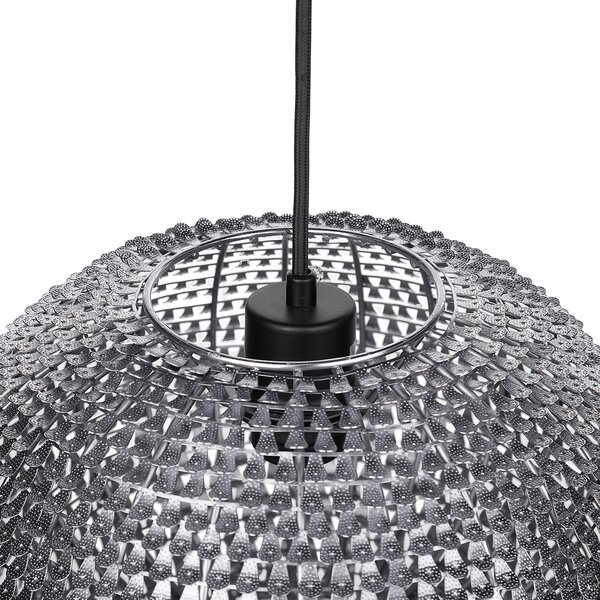 Závesná lampa strieborná kov okrúhle tienidlo s flitrami v tvare disco gule moderný glamour štýl obývačka jedáleň spálňa