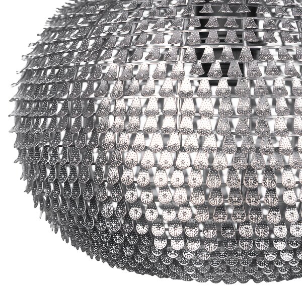 Závesná lampa strieborná kov okrúhle tienidlo s flitrami v tvare disco gule moderný glamour štýl obývačka jedáleň spálňa