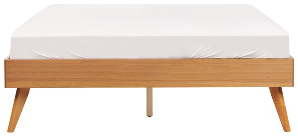 Posteľ prírodný jaseň MDF 140 x 200 cm lamelový rošt bez čela škandinávsky moderný štýl spálňa