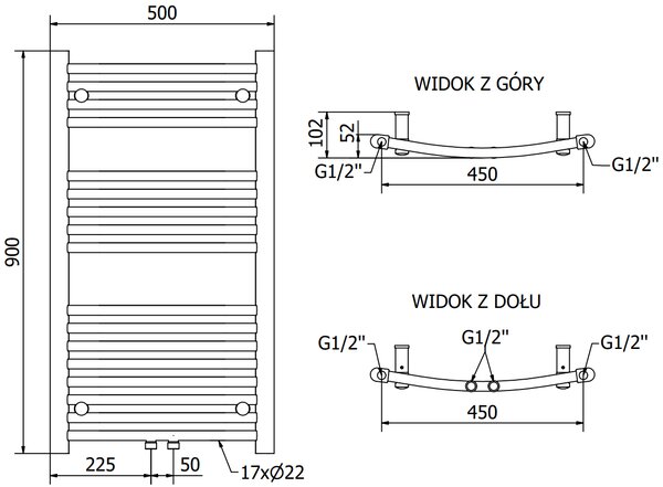 Mexen Ares, elektrické vykurovacie teleso 900 x 500 mm, 600 W, antracitová, W102-0900-500-2600-66