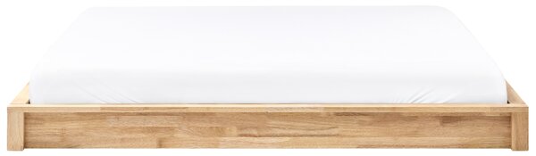 Posteľ svetlohnedá drevená 180 x 200 cm bez čela nízka konštrukcia minimalistický dizajn spálňa