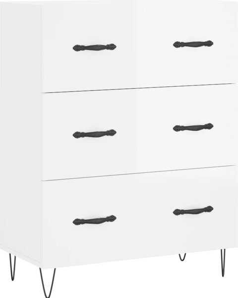 Komoda lesklá biela 69,5x34x90 cm spracované drevo