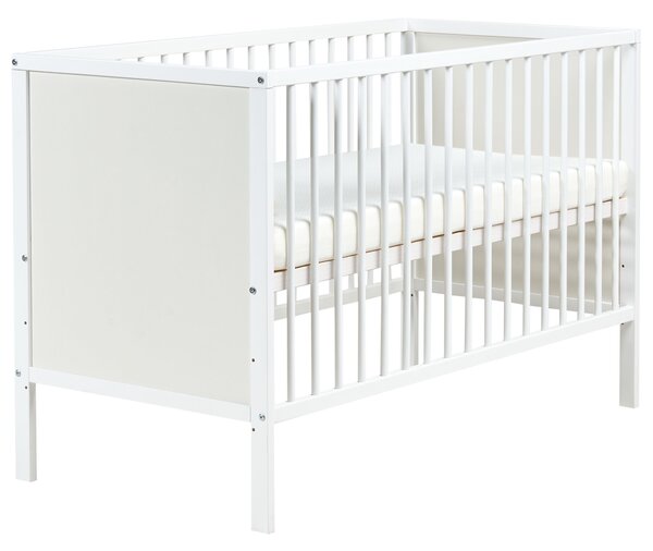 Detská postieľka biela MDF 60 x 120 cm nastaviteľná výška štandardná veľkosť minimalistický štýl detská izba
